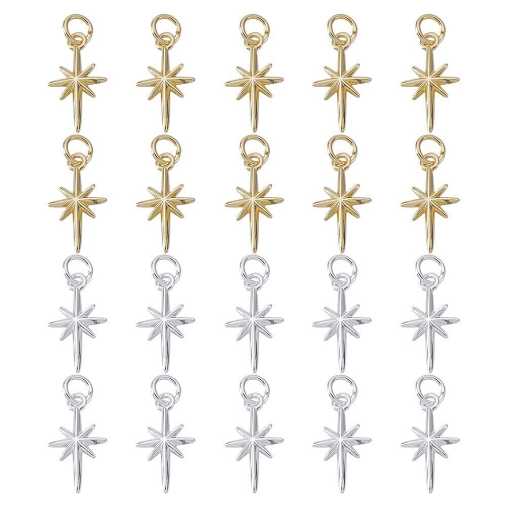 2687 2 Colors 20Pcs North Star Charms Platinum Golden Star Dangle Charms